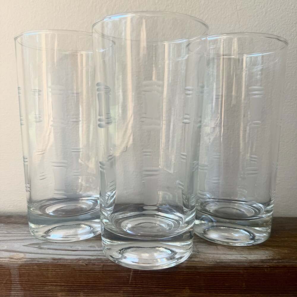 Three Vintage Collection Etched Highball Glasses